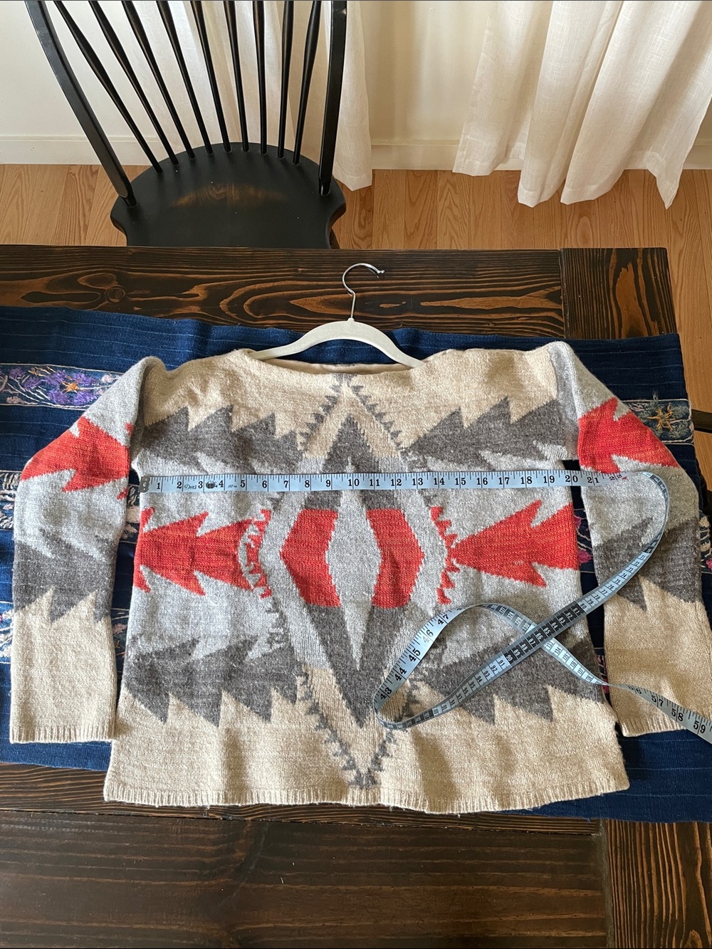Lauren Ralph Lauren Vintage Geometric Crewneck Sweater in Red, Gray, Cream
